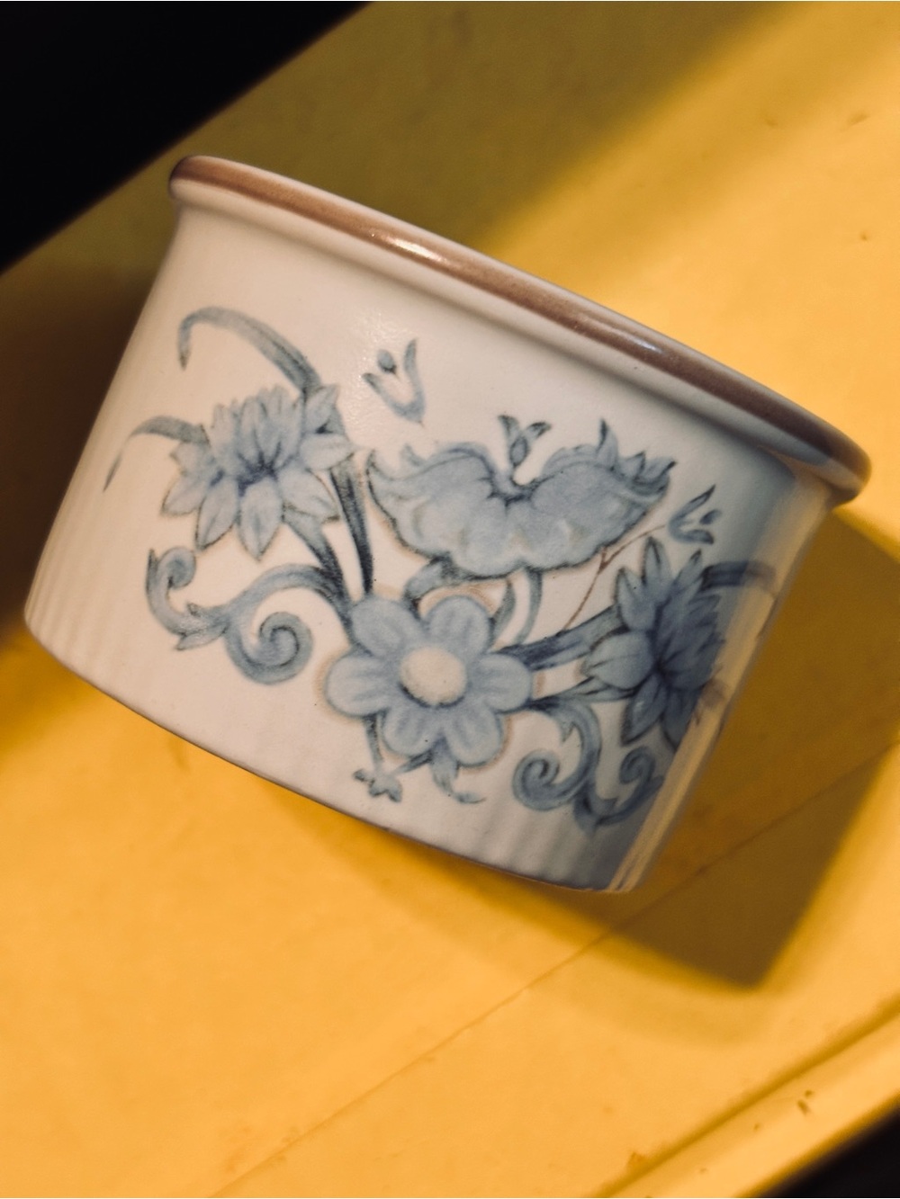 Royal Doulton Lambethware “Inspiration” Blue Floral Stoneware Cup 1975